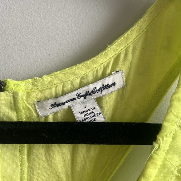 American Eagle Outfitters neon yellow lime green cutout eyelet dress - Picture 4 of 8